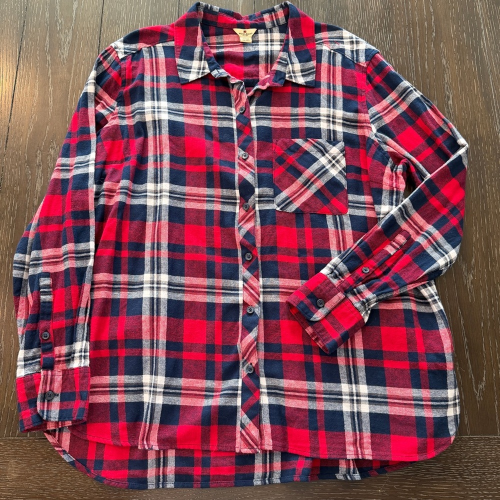 Woolrich Women’s‎ Plaid Button Down Shirt Size XXL Red Blue 100% Cotton